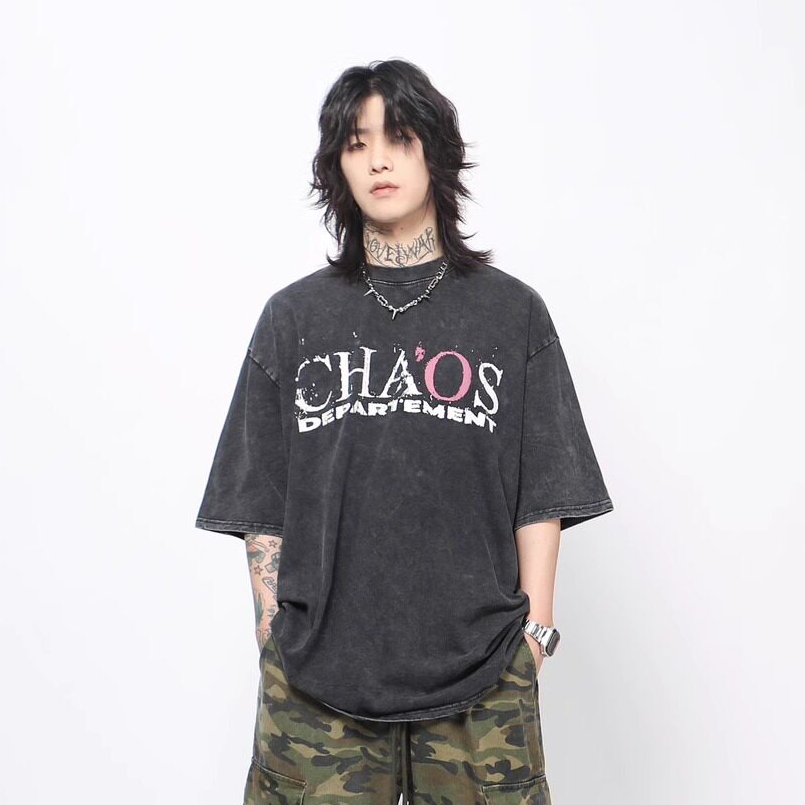 Vintage Washed Oversize Cross Graphic Short Sleeve T-Shirt WN24430