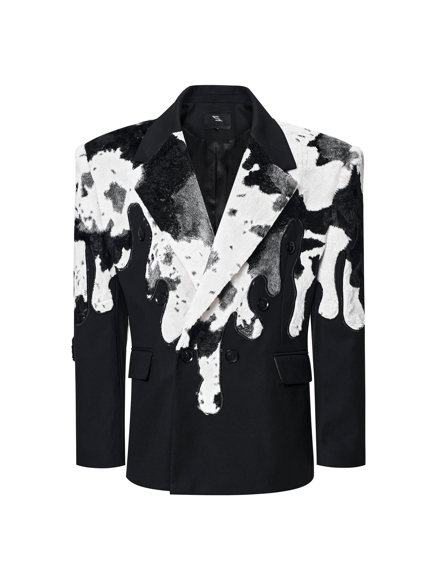 Cow Print Fake Fur Tailored Jacket WN21820