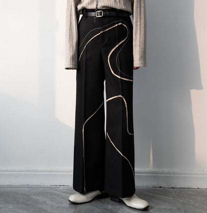 Curved Stitch Wide-Leg Trousers WN23639