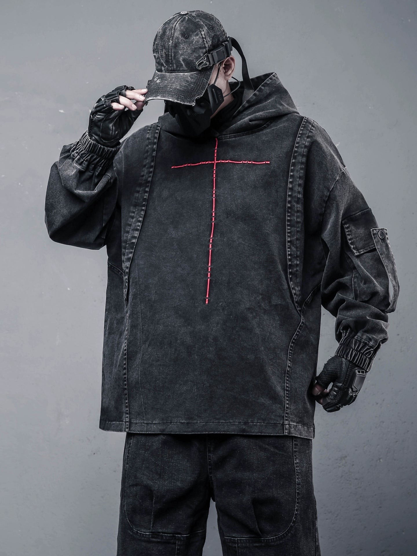 Damage Wash Deconstruct Denim Hoodie WN22429