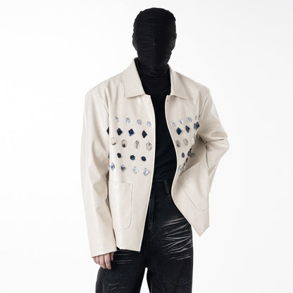 Gem Studs Design Pocket Tailored Jacket WN23627