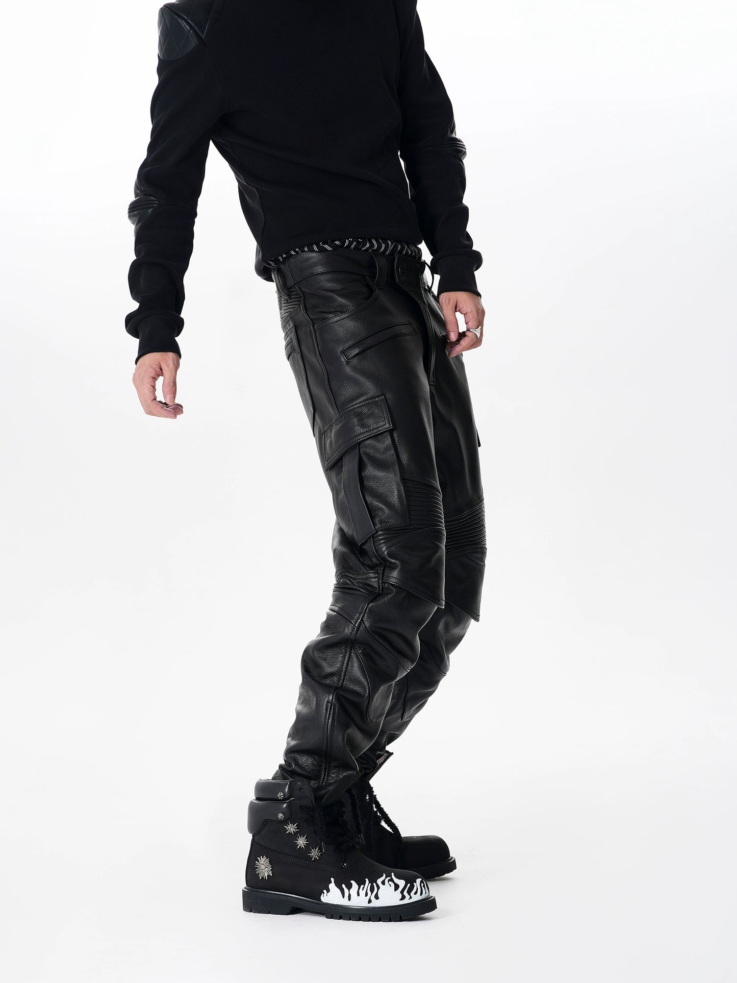 Deconstruction PU Leather Pants WN22633