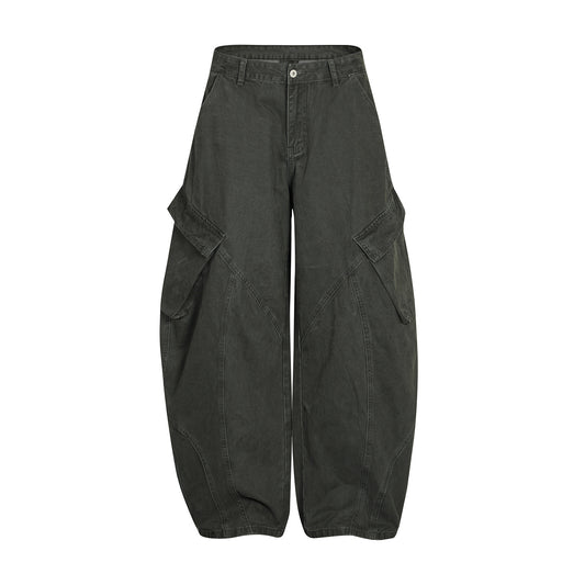 Multi-Pocket Washed Deconstructed Wide Leg Cargo Pants WN18582