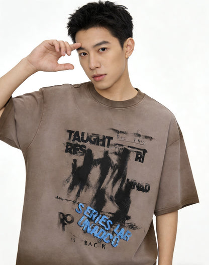 Dark Graffiti Print Short Sleeve T-Shirt WN25467
