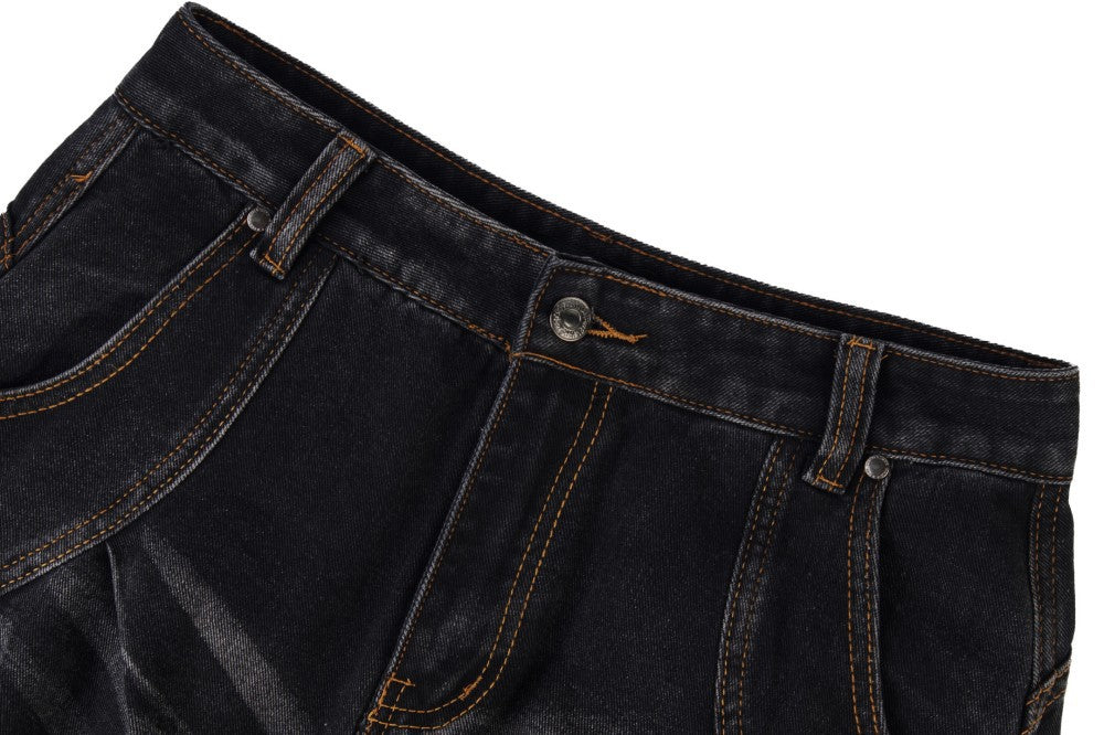 Embroidery Washed Wide Leg Denim Jeans WN28022