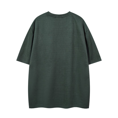 Thorn Embroidery Suede Oversize Short Sleeve T-Shirt WN16216