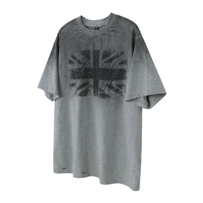 Damage Letter Print Short Sleeve T-Shirt WN25417
