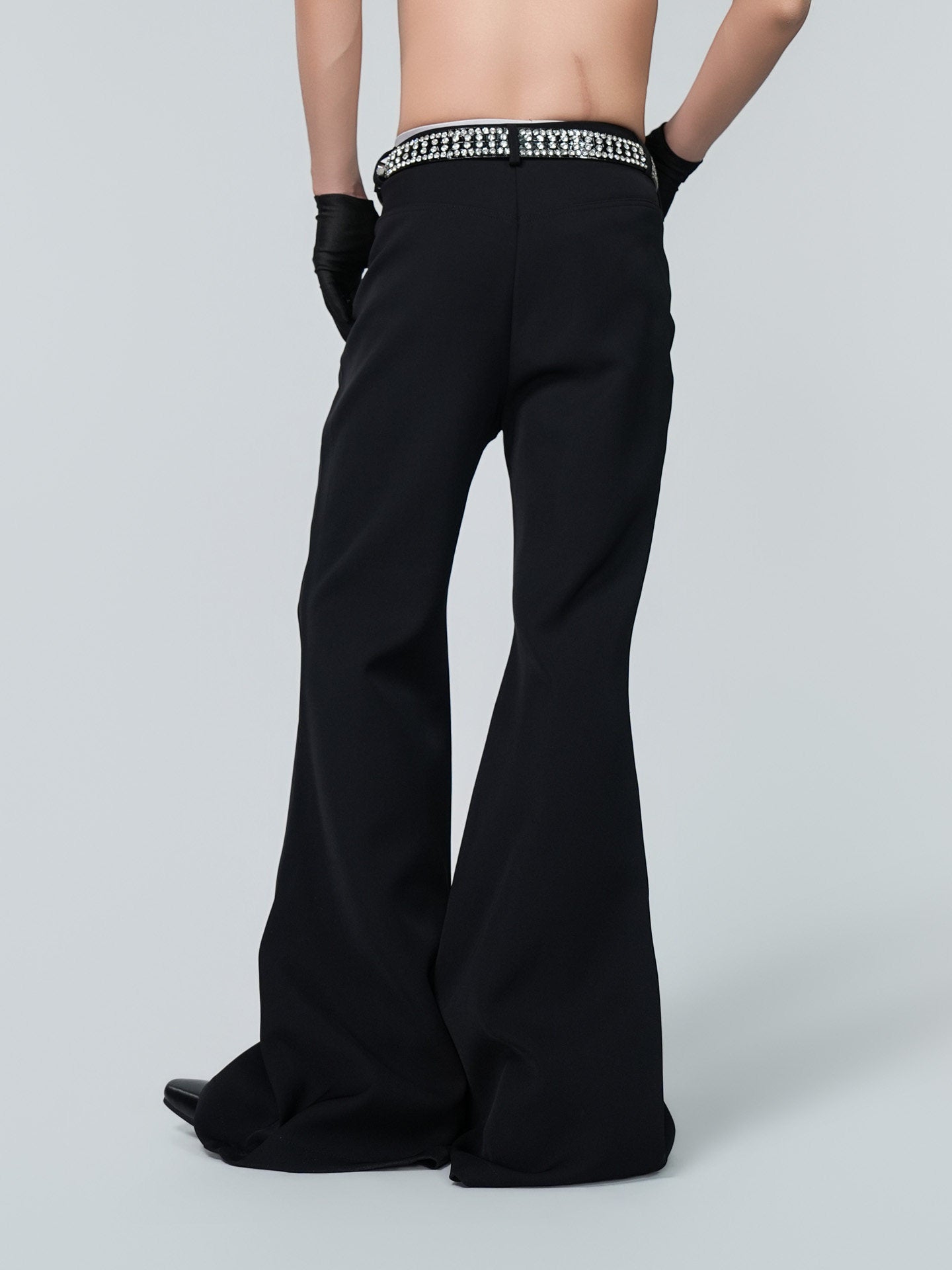 Rhinestone Flower Detail Flare PaTrousers WN24309