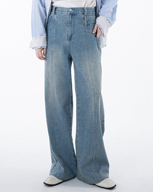Seam Design Straight Denim Jeans WN23618