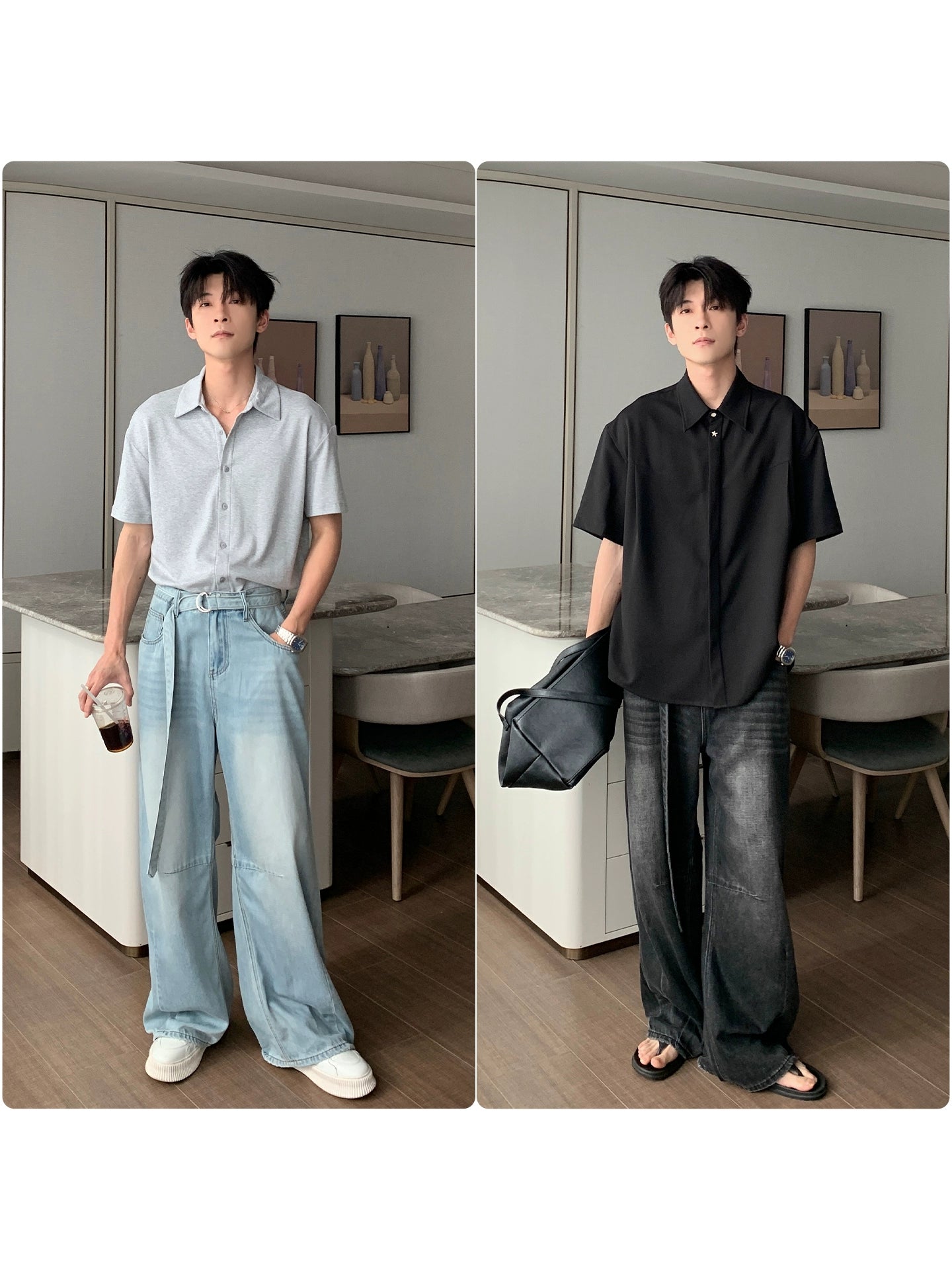 Cooling Straight Wide Leg Denim Jeans WN20461