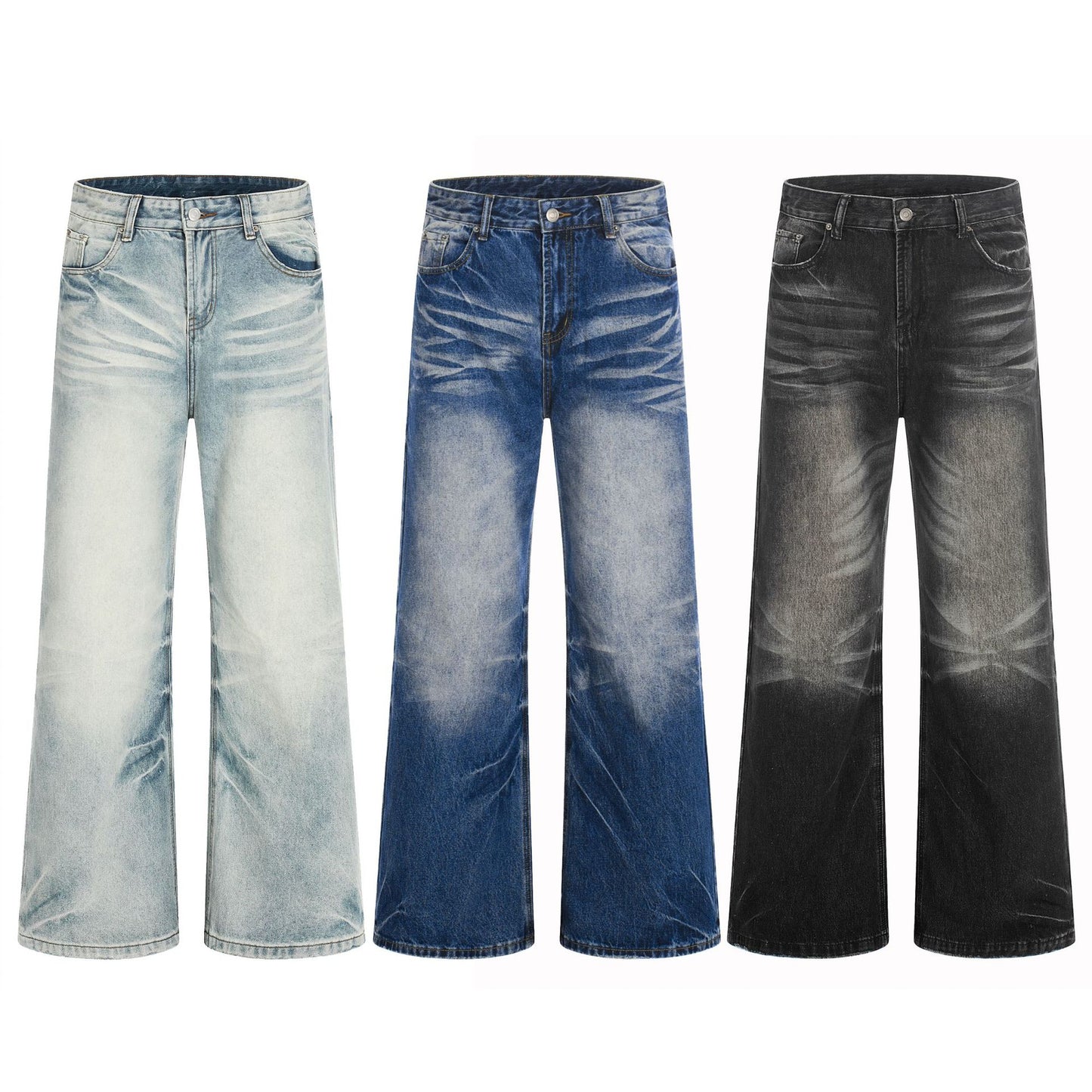Washed Whiskers Flare Denim Jeans WN25832