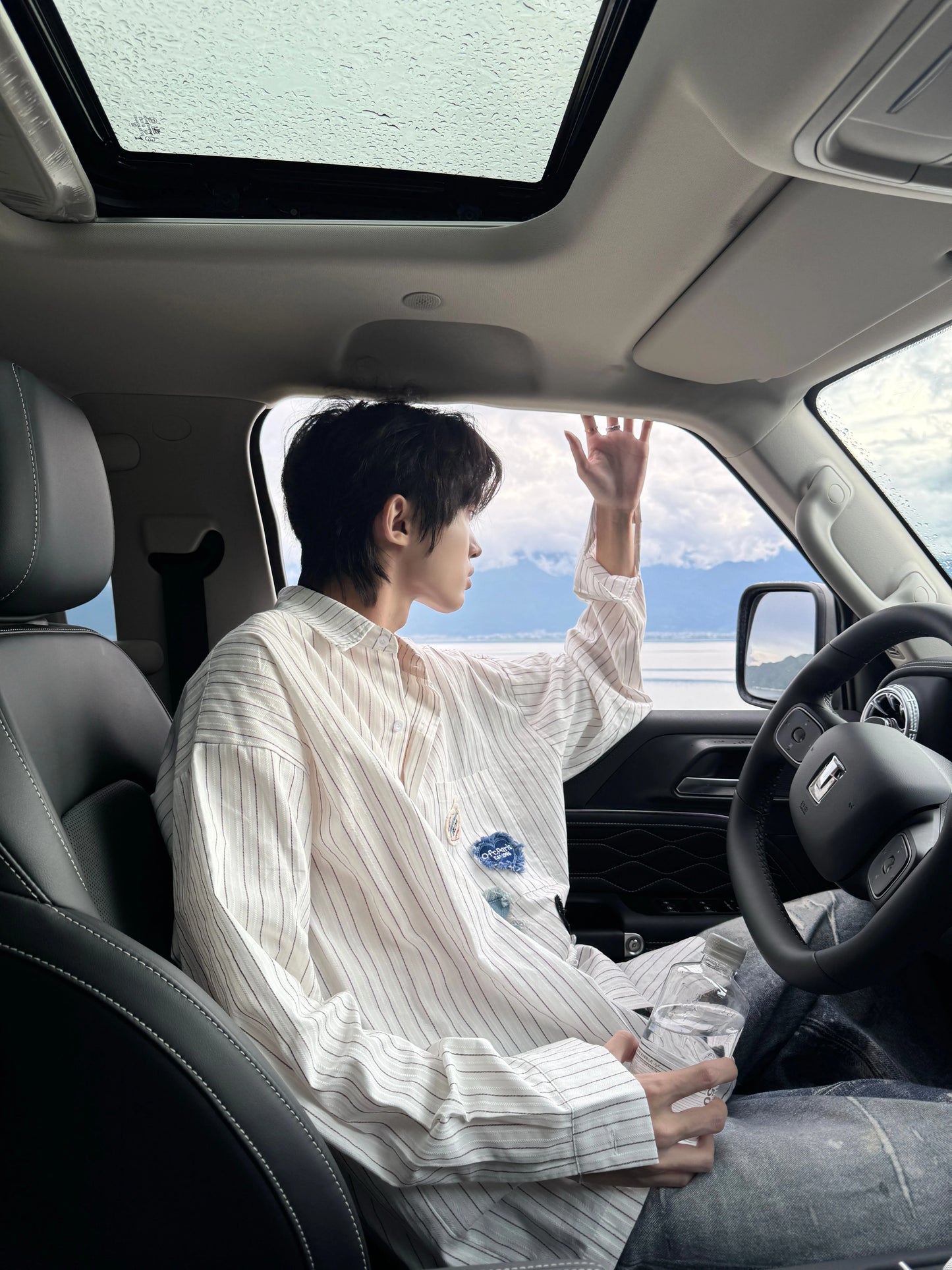 Patch Embroidery Stripe Long Sleeve Shirt WN20759