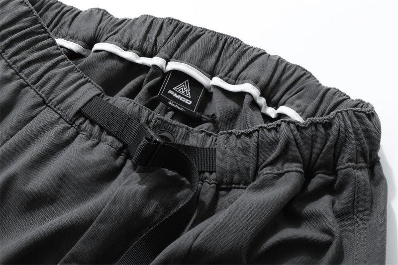 Washed Damage Zipper Cargo Half Pants WN26853