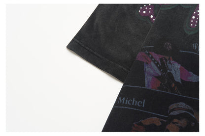 Heavyweight Cotton Rhinestone Print Short Sleeve T-Shirt WN26557