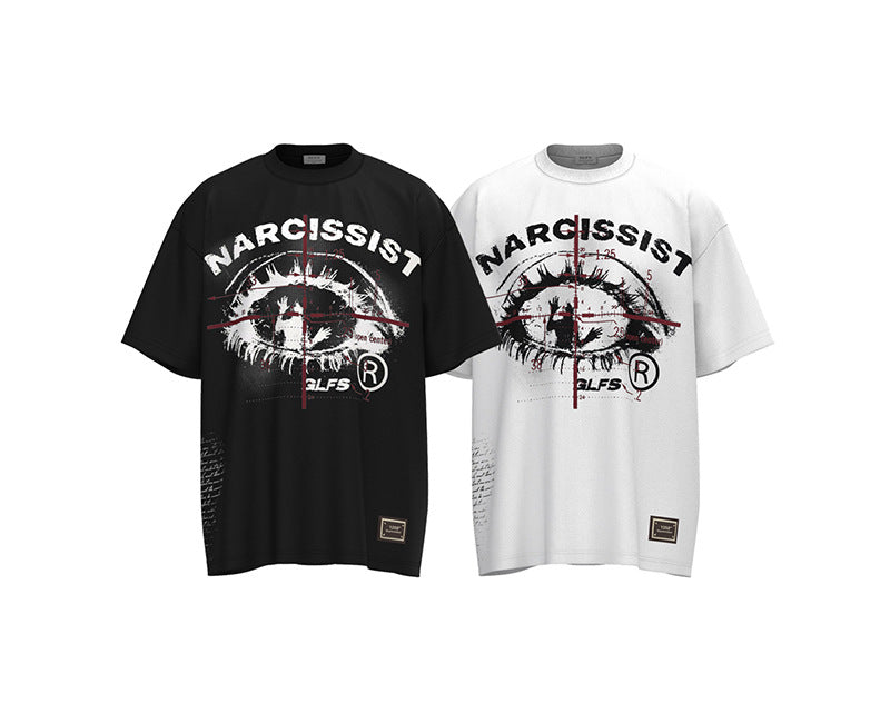 Eye Graphic Letter Print Short Sleeve T-Shirt WN26022