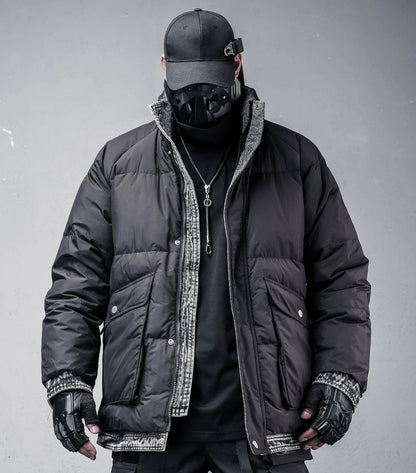 Fake Layered Stand Neck White Duck Down Jacket WN22447