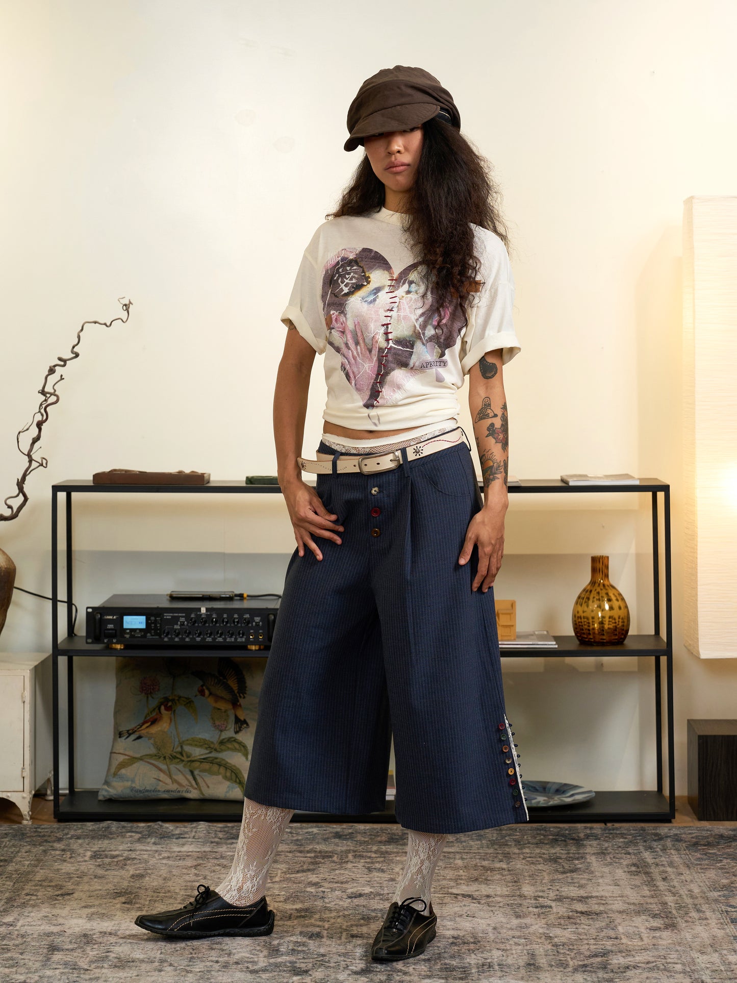 White Ink Print Short Sleeve T-Shirt WN18995