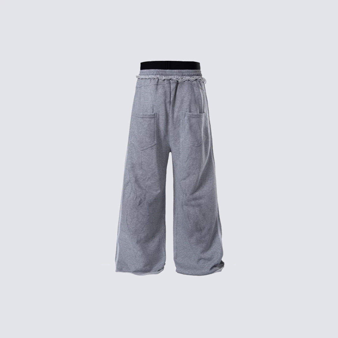 Gothic Letter Print Frayed Waist Wide Leg Sweatpants WN27838