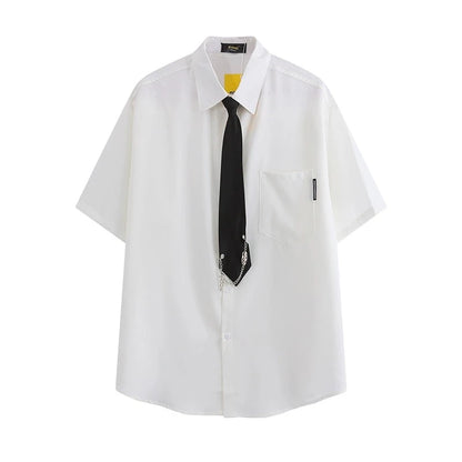 Chain Attach Tie Short-sleeve Shirt WN5482