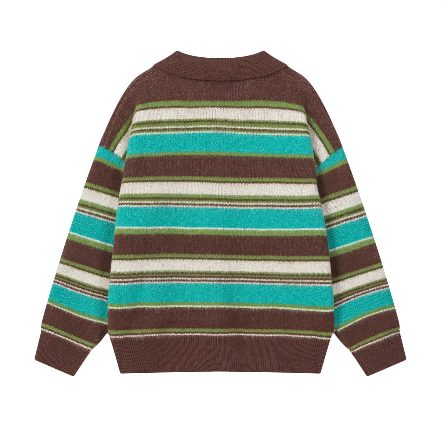 Stripe Polo Collar Knit Sweater WN11520