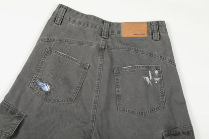 Damage Dirty Wide Leg Curved Cargo Pants WN25866