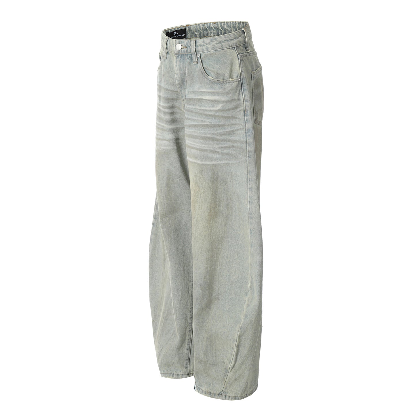 Washed Wide Leg Curved Denim Jeans WN23032