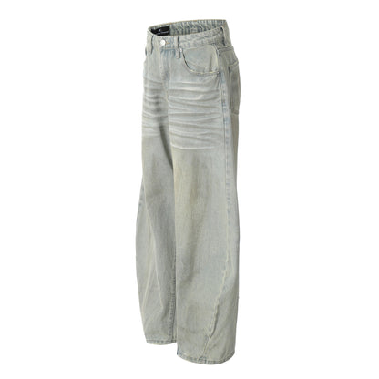 Washed Wide Leg Curved Denim Jeans WN23032