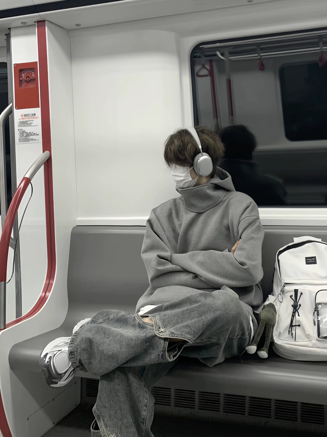 High-Neck Oversize Pullover Hoodie WN19846