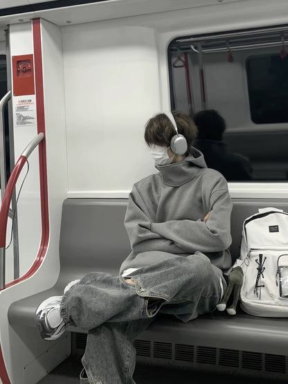 High-Neck Oversize Pullover Hoodie WN19846