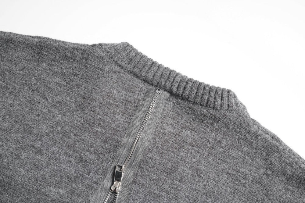 Asymmetric Zipper Detail Oversize Knit Sweater WN28124