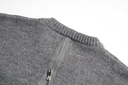 Asymmetric Zipper Detail Oversize Knit Sweater WN28124
