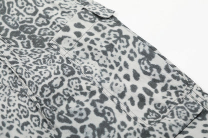 Leopard Print Paratrooper Wide-Leg Cargo Pants WN16164