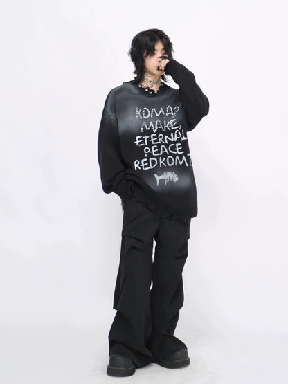 Damage Oversize Knit Sweater WN8372