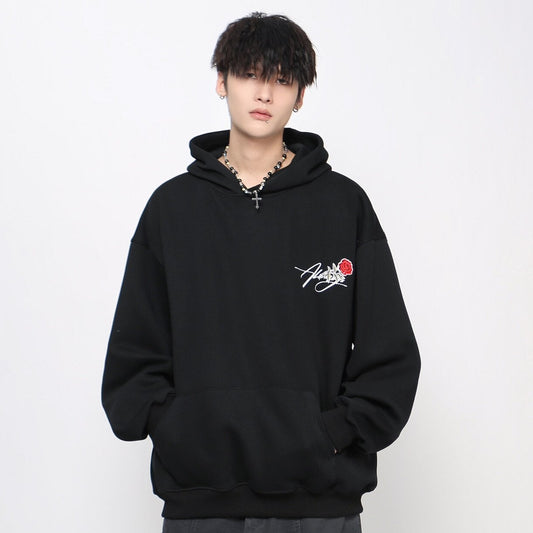 Rose Logo Embroidery Pullover Hoodie WN24477