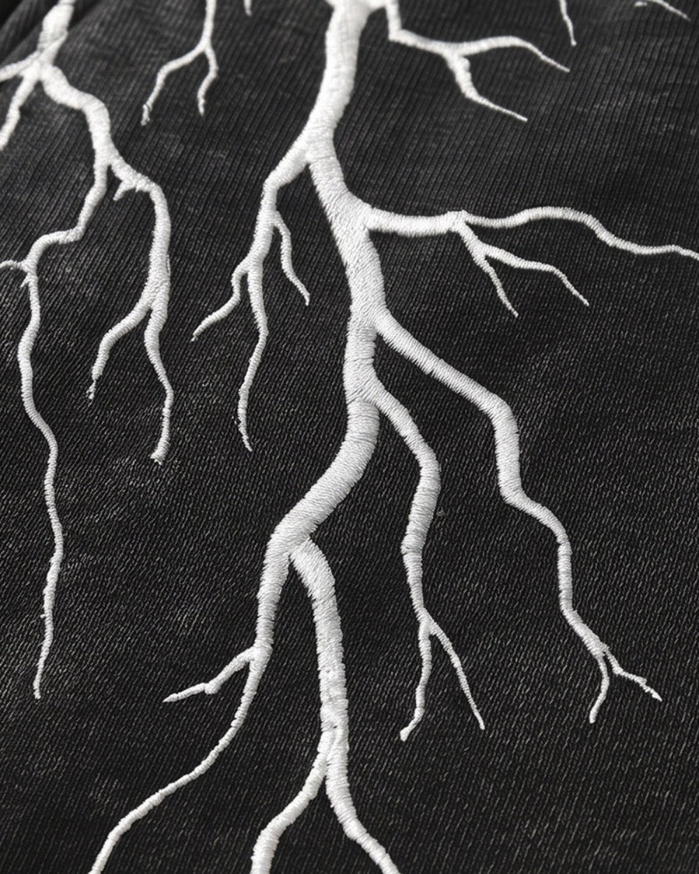 Lightning Print Damage Frayed Denim Half Jeans WN28046