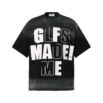 Washed Letter Print Short Sleeve T-Shirt WN26523