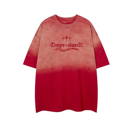 Gradient Thorn Logo Print Short Sleeve T-Shirt WN25806