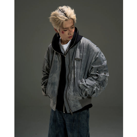 Heavyweight Design Pleats Bomber Jacket WN8475