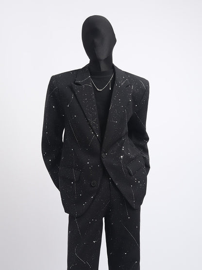 Studs Decor Tailored Jacket & Studs Decor Flare Trousers Setup WN23672