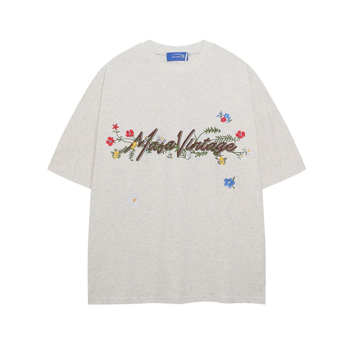 Flower Embroidery Letter Short Sleeve T-Shirt WN26790