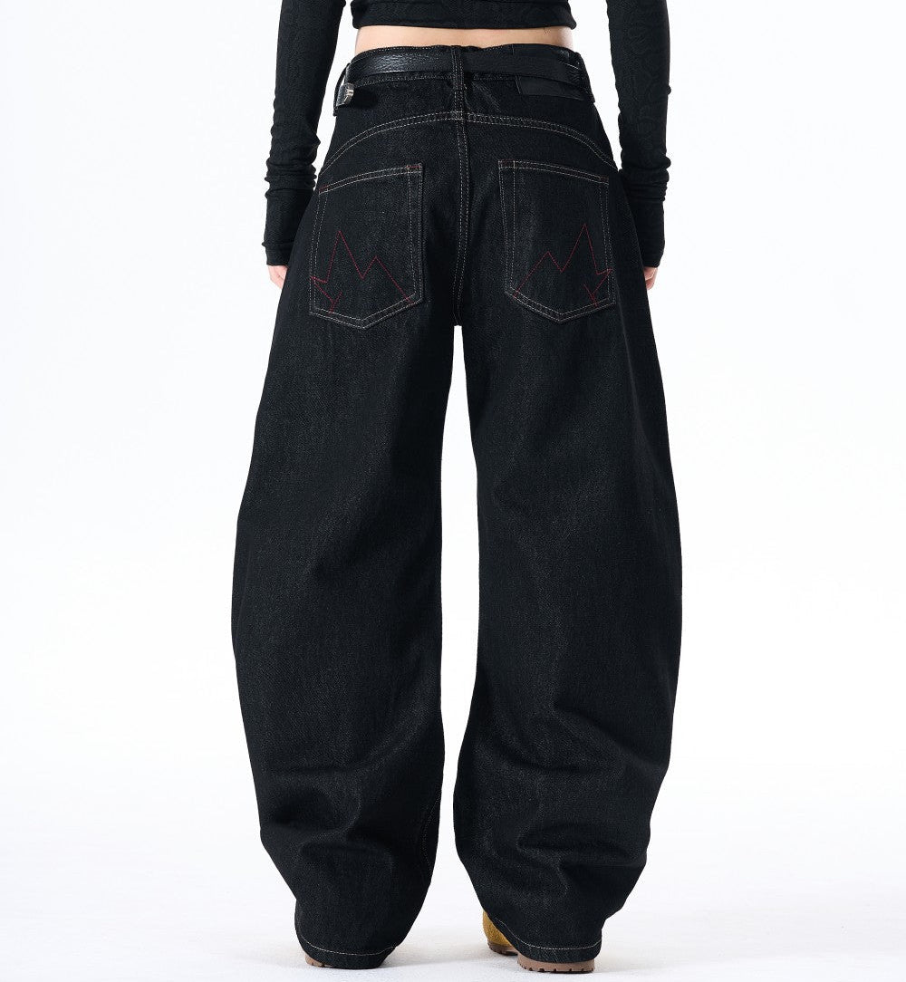 Graphic Print Wide Leg Denim Jeans WN28099