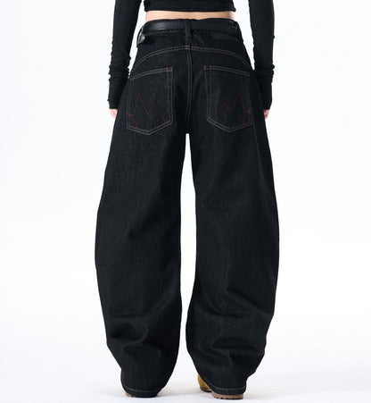 Graphic Print Wide Leg Denim Jeans WN28099