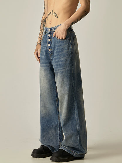 Washed Straight Leg Denim Jeans WN8972