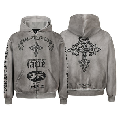 Washed Dirty Dye Zipper Hoodie WN23067