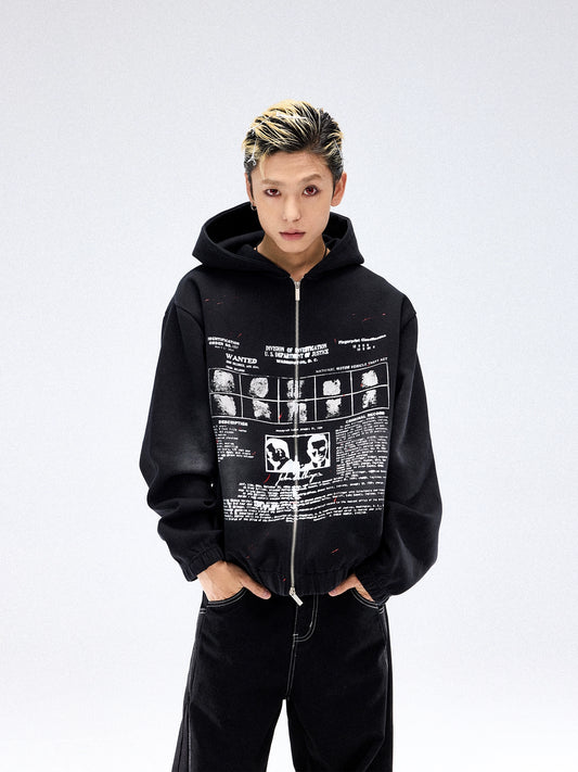 Ink Splash Design Double-Zipper Hoodie WN13704