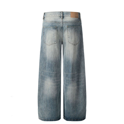 Washed Wide-Leg Straight Denim Jeans WN14056