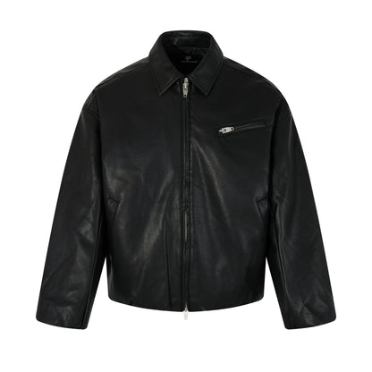 Fake Fur Collar Pockets Design PU Leather Jacket WN21900