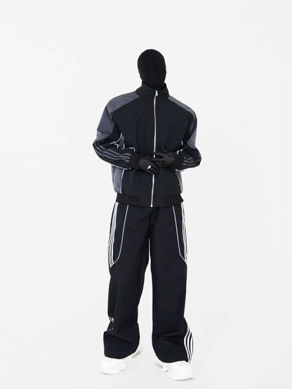 Side Stripe Water-Repellent Jacket & Straight Pants Setup WN17359