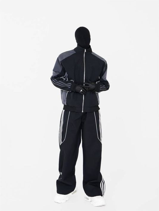 Side Stripe Water-Repellent Jacket & Straight Pants Setup WN17359