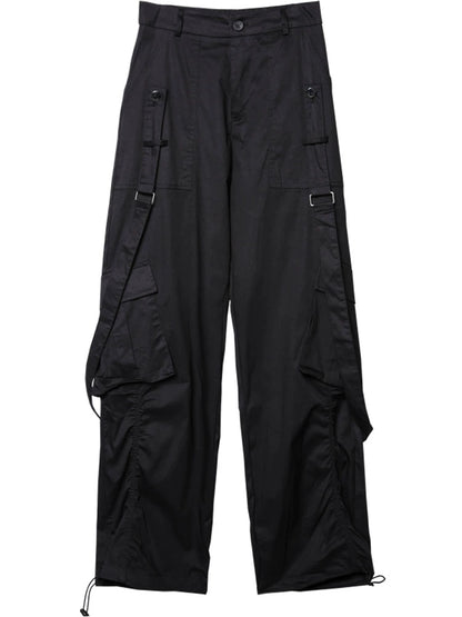 Drawstring Strap Wide Leg Cargo Pants WN22354